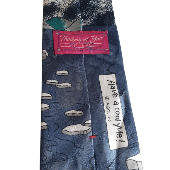 Novelty Thinking Of You Vintage Men Fishing Polar Bear Necktie Holiday Gift Dad - Picture 4 of 5